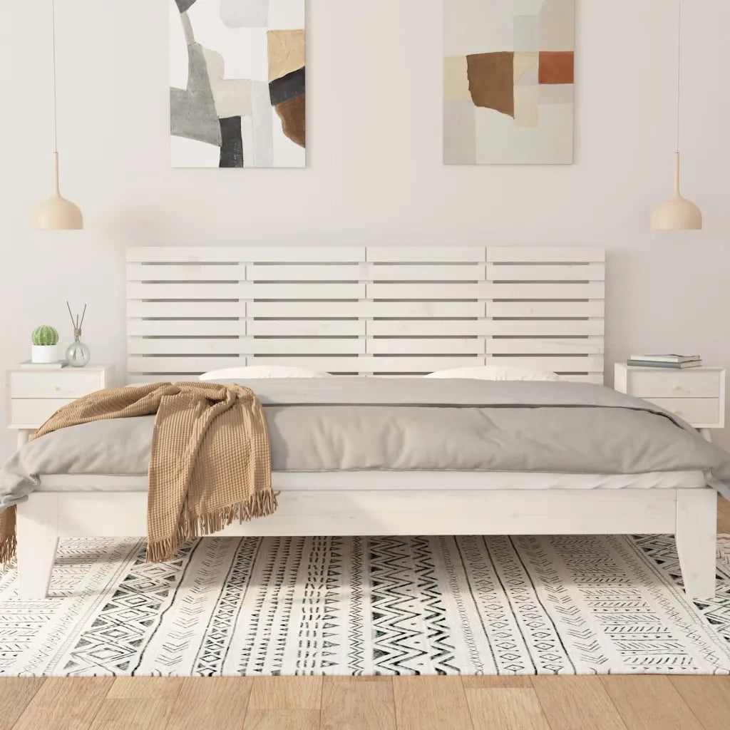 Testiera da Parete Bianca 166x3x63 cm in Legno Massello di Pino 824749