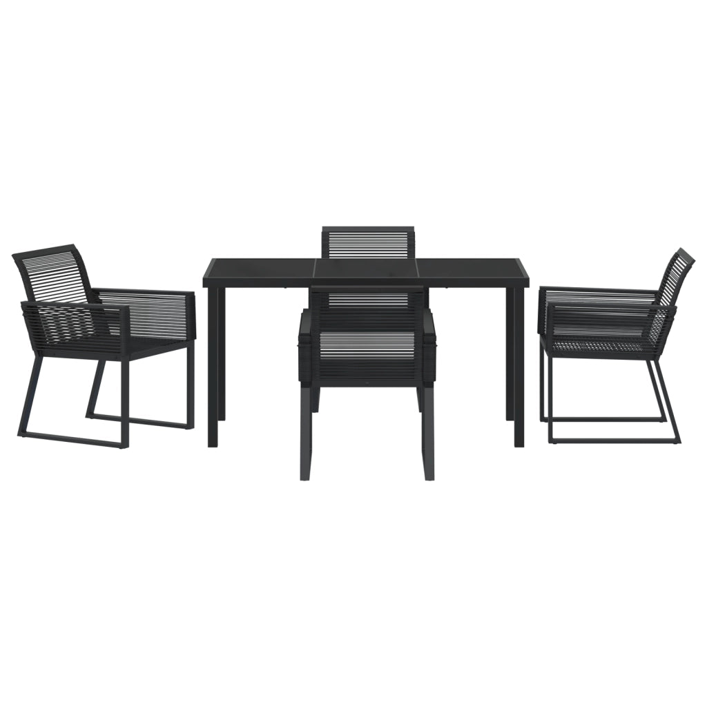 Set da Pranzo da Giardino da 5 Pezzi Nero Rattan Polietilene