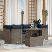 Set Divani da Giardino 7 pz con Cuscini Grigio in Polyrattan 3266381