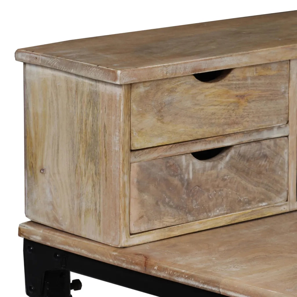 Scrivania in Legno Massello di Mango e Acciaio 110x50x96 cm 244947