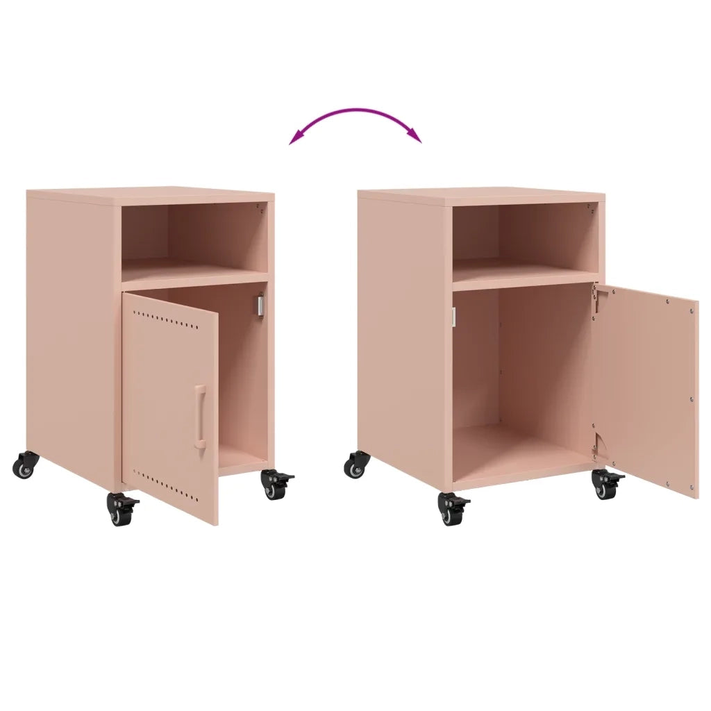 Comodini 2 pz-Set di 2 Tavolino da notte Rosa 36x39x59 cm in Acciaio