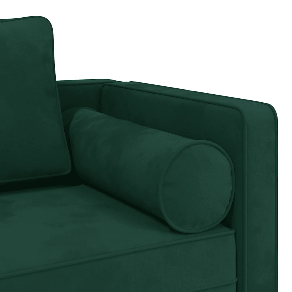 Chaise Longue con Cuscini Verde Scuro in Velluto CFW1254627