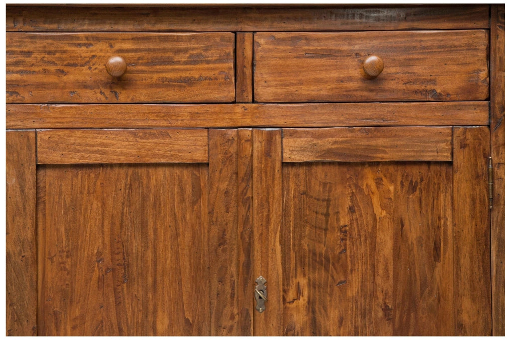 Biscottini Vetrina credenza in legno massello di tiglio finitura noce L107xPR43xH238 cm. Made in Italy