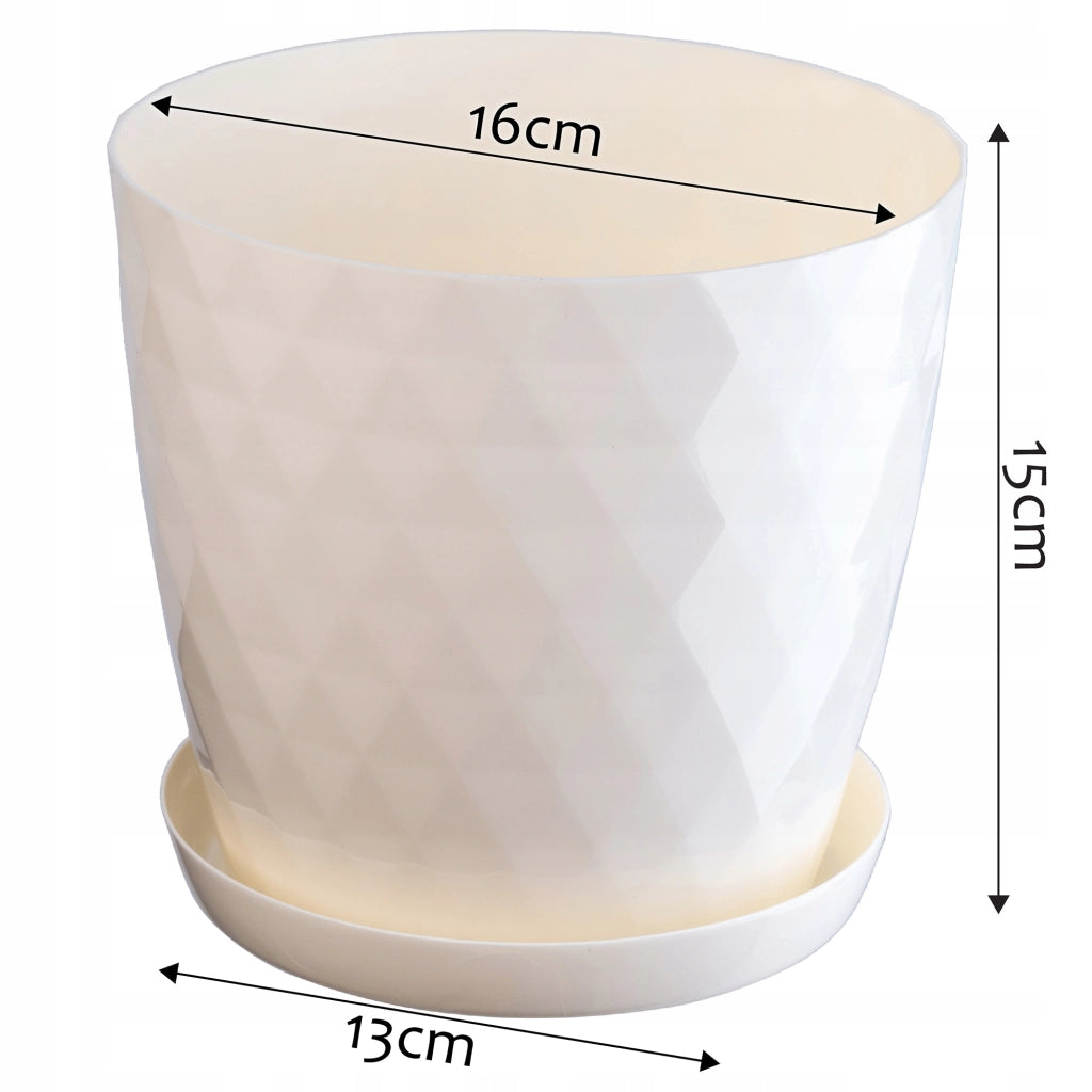 Vaso da fiori in plastica KADAX con supporto, coprivaso, 16 cm, crema, Kadax