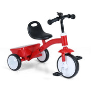 Triciclo per bambini 69 x 43 x 56 cm ruote luminose design sicuro sedile regolabile e vano portaoggetti rosso 20_0018923