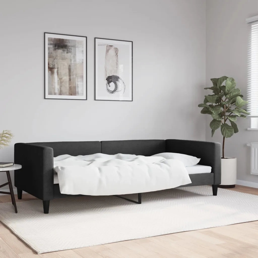 Letto da Giorno Nero 100x200 cm in Tessuto 353990
