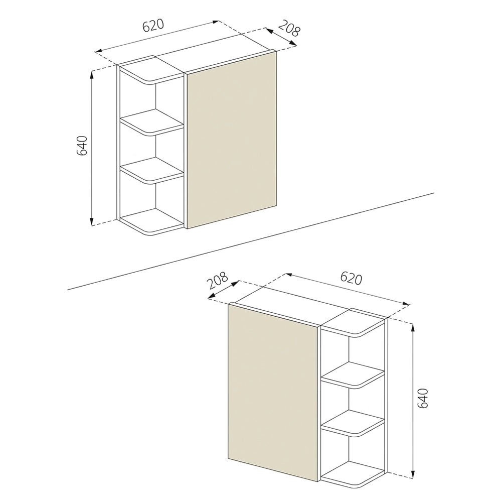 Vicco Armadietto a specchio per il bagno Antracite 62 x 64 cm