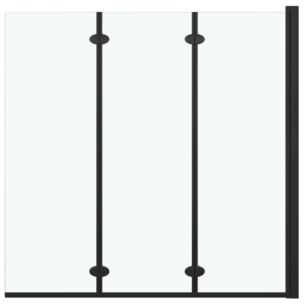 Box doccia pieghevole a 3 pannelli schermo doccia schermo vasca bagno casa interno ESG 130 x 138 cm nero 02_0003139