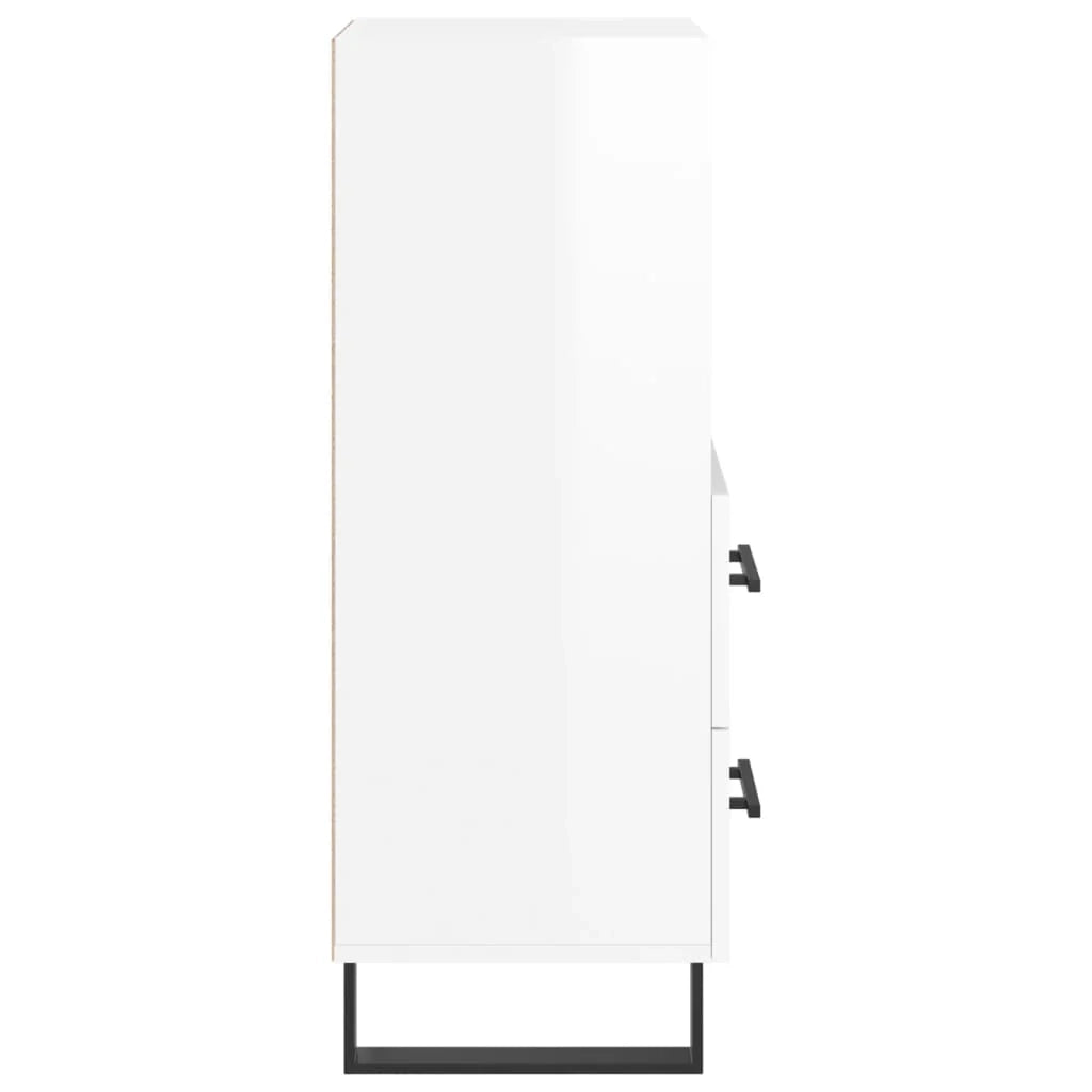 Buffet credenza cassettiera mobiletto mobile contenitore organizer per cucina soggiorno finitura lucida 34,5 x 34 x 90 cm legno ingegnerizzato bianco 02_0030633