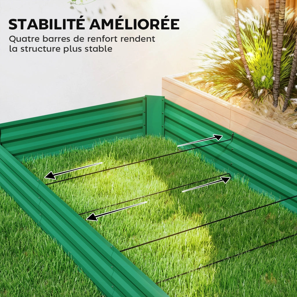 Jardiniere da esterno quadrata per orto galvanizzata 240x120x30 cm ¨C zephmum ¨C verde
