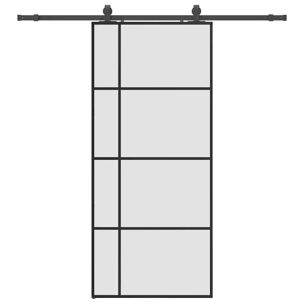 Porta Scorrevole con Ferramenta Nera 90x205 cm in Vetro ESG