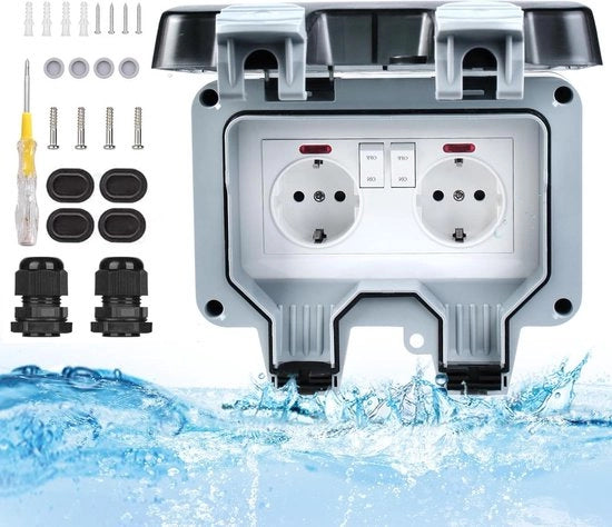 Contatto esterno IP66 impermeabile, scatola di ingresso con chiusura a coperchio per ambienti umidi, contatto esterno da esterni con costruzione in alluminio.