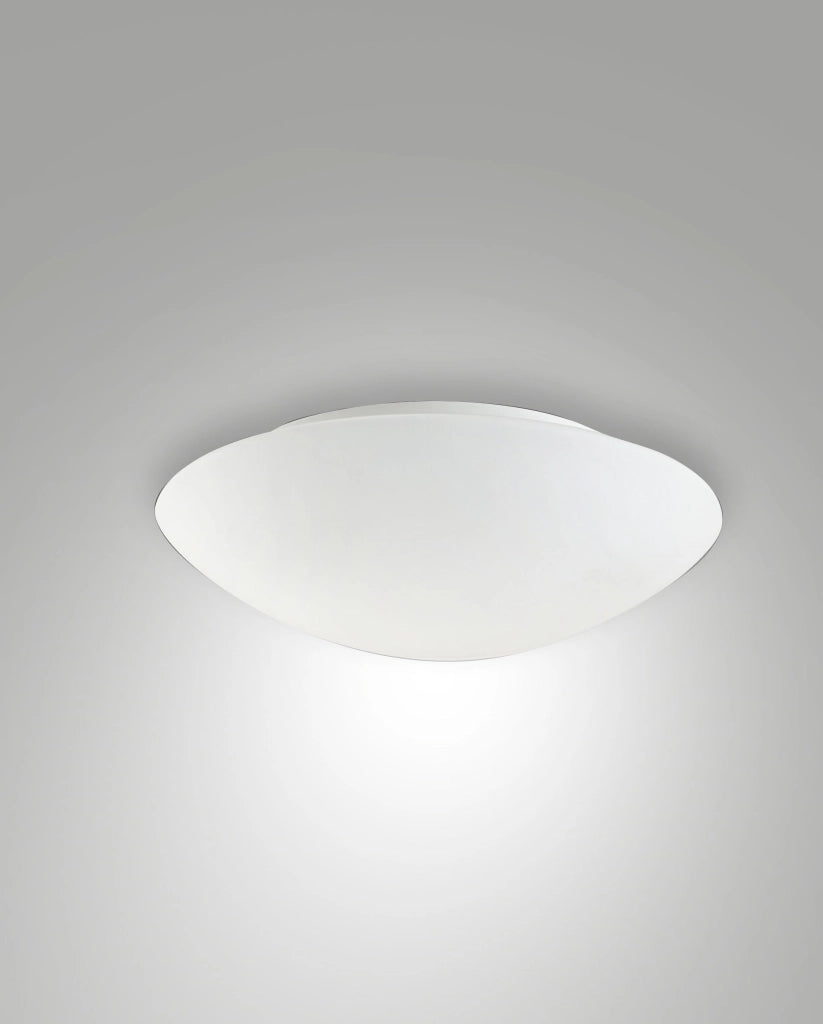 Pandora Plafoniera Moderna in Metallo e Vetro Soffiato, E27 60W, Sensore di Movimento Integrato, Diametro 30cm, Colore Bianco, Codice 3222-61-102