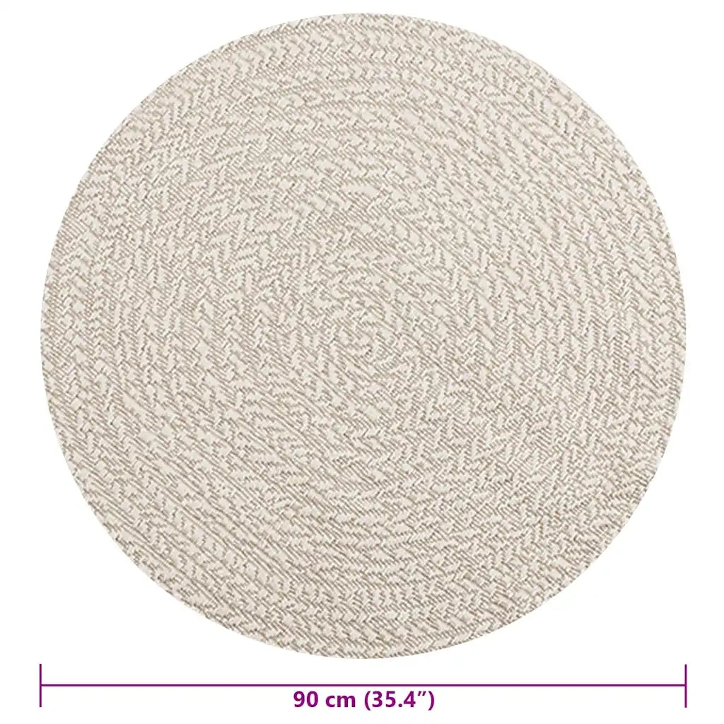 Tappeto ZIZUR Crema Ã˜ 90 cm Aspetto Iuta per Interni ed Esterni