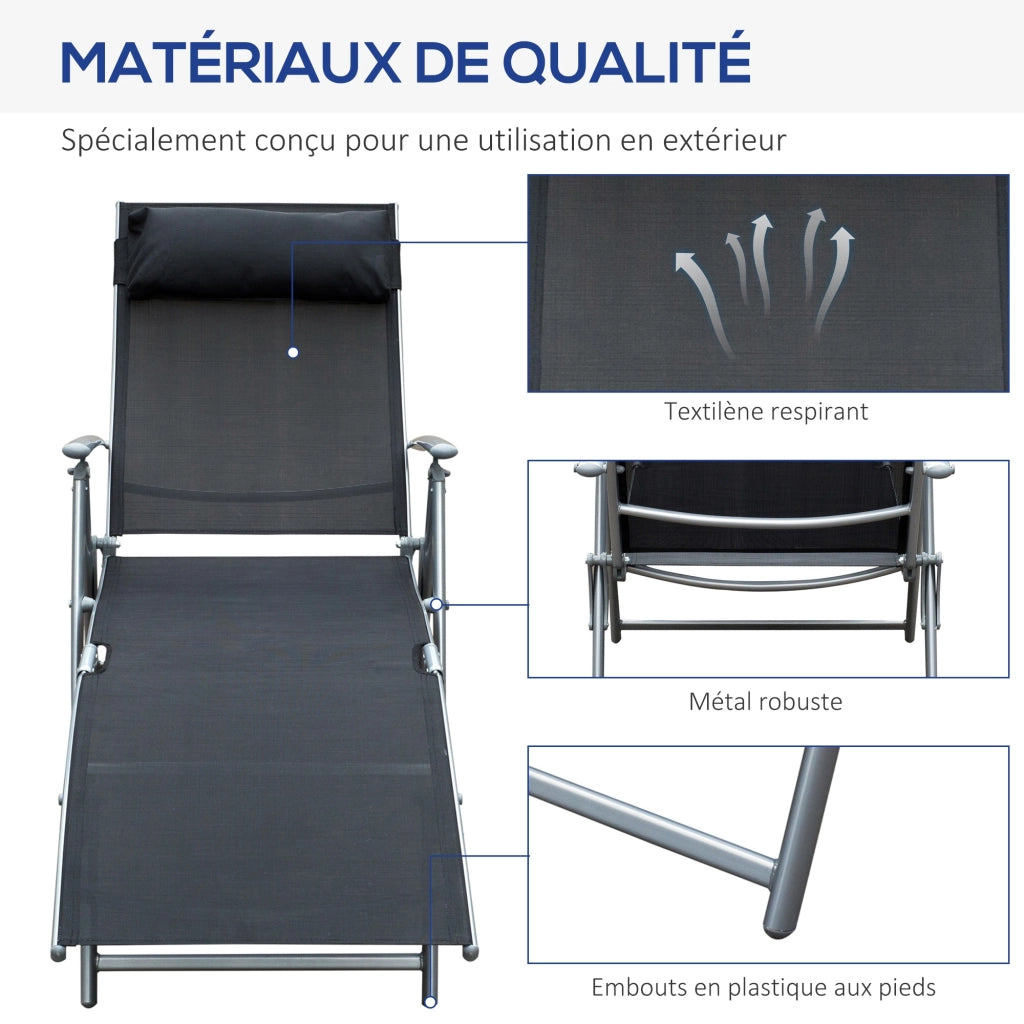 Poltrona a sdraio reclinabile ¨C zephmum ¨C Nero, metallo, 137x64x101 cm