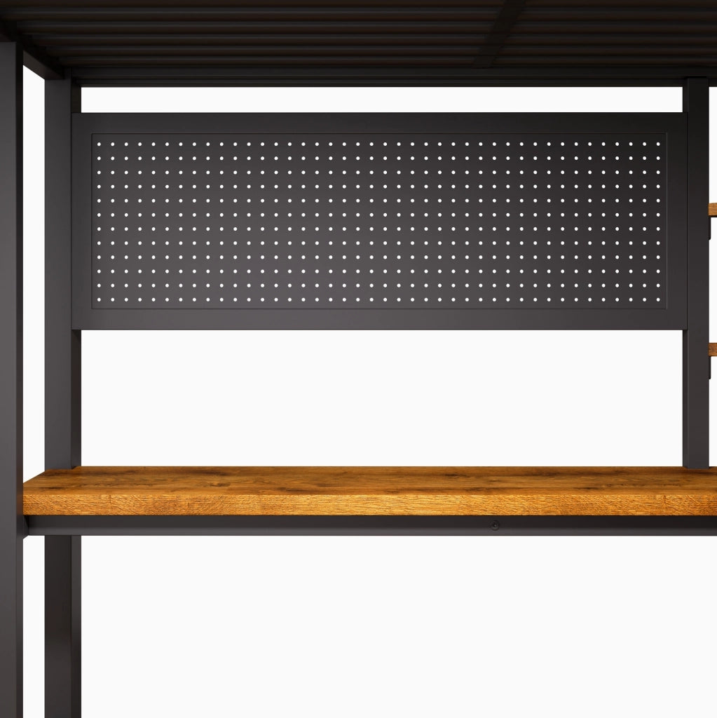 Letto a soppalco 140 x 200 cm con scrivania, LED, USB e USB-C nero