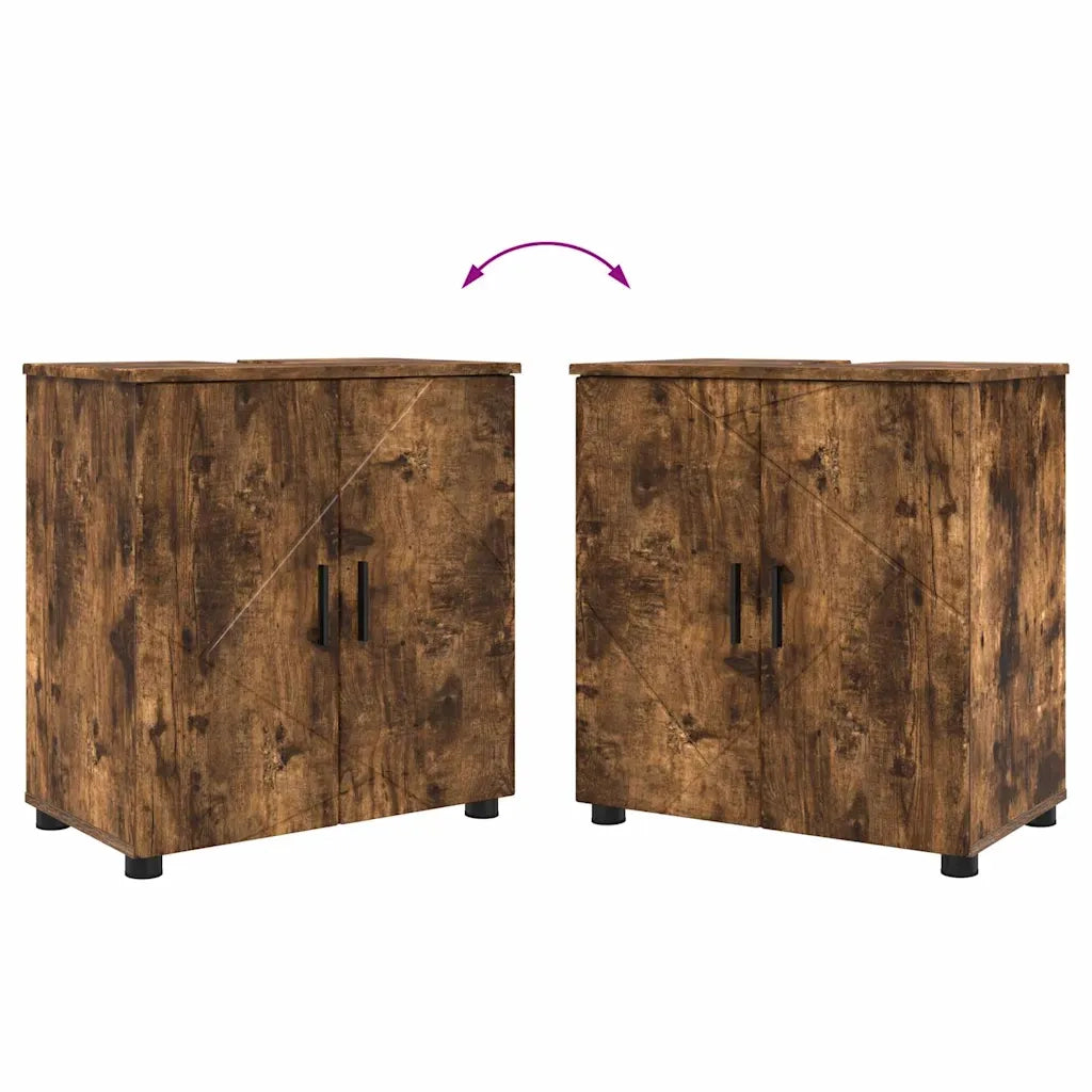 Set di mobili per il bagno Montaggio a parete 2 pcs Rovere fumé 3392938