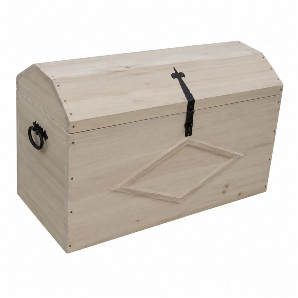 Cassapanca baule in legno grezza l.94 p.47 h.60 (815) - Mobili 2G