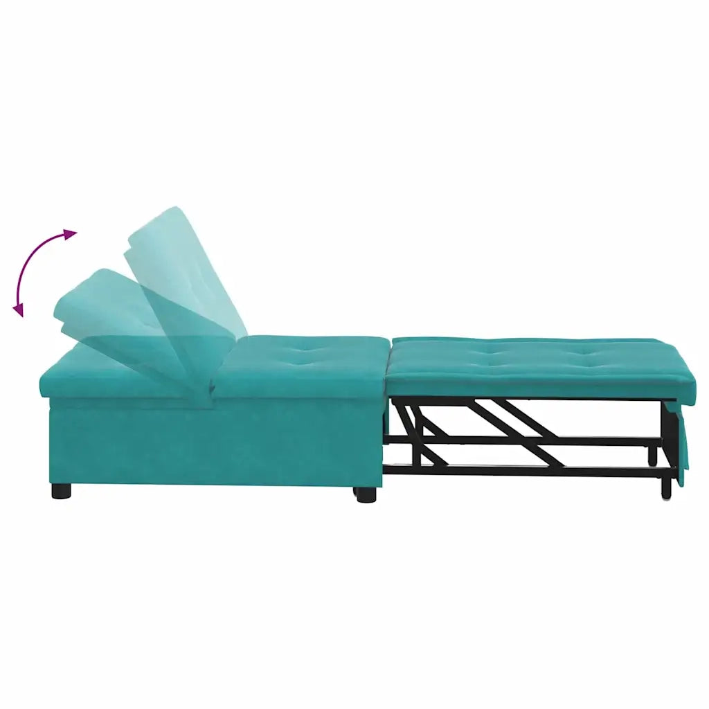 vidaXL Divano Letto Turchese 67 x 194 x 38 cm Velluto