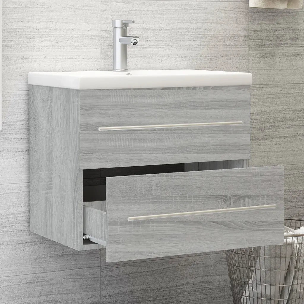 Mobile Bagno e Lavabo | Armadio Lavabo Integrato Grigio Sonoma Legno Multistrato