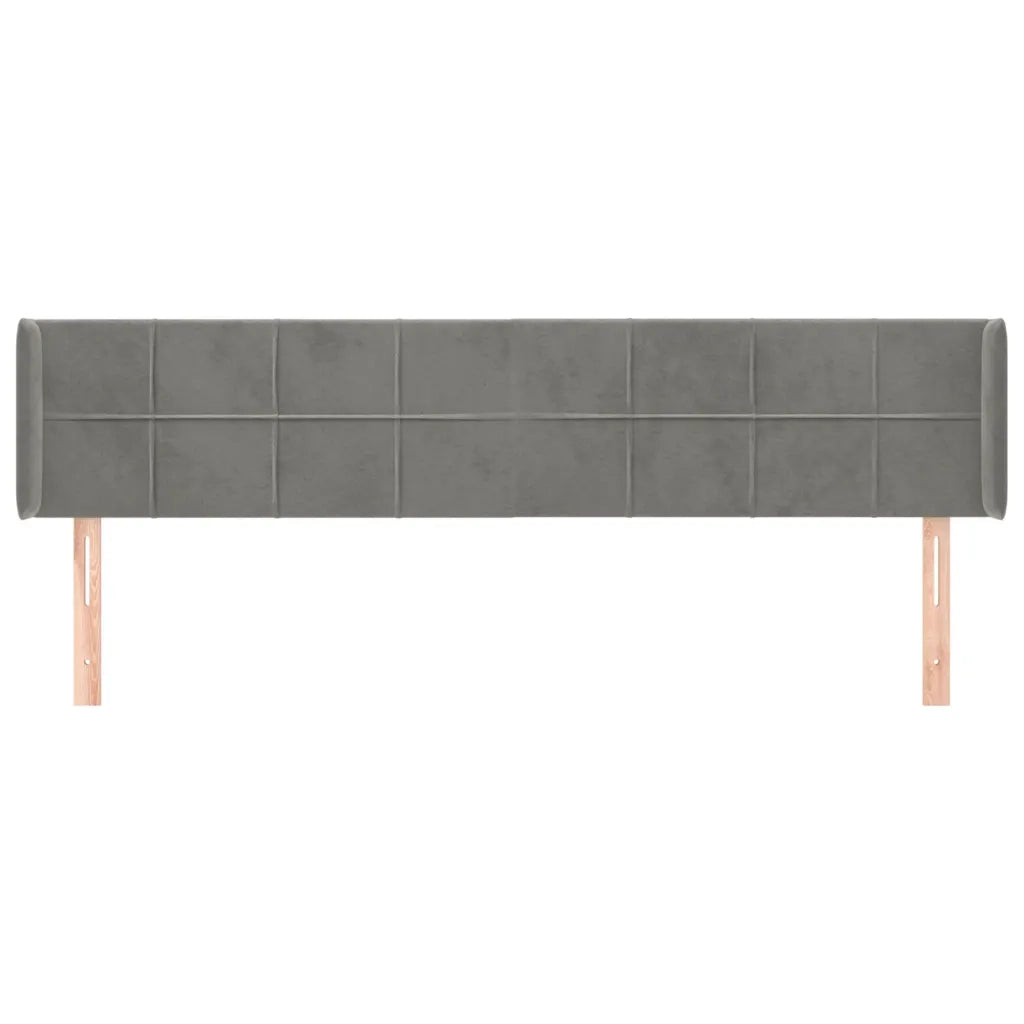 Testiera ad Orecchio-Testata con Orecchie Grigio Chiaro 183x16x78/88 cm in Velluto 787571