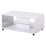 Giussano, Tavolino da Salotto 2 Vani, 101x60x45h cm Bianco