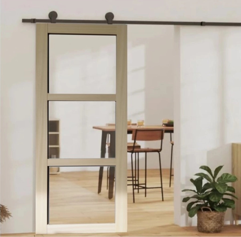 Porta scorrevole in legno Ayous Vetro trasparente H204 x L73 + Guida a rulli senza maniglia
