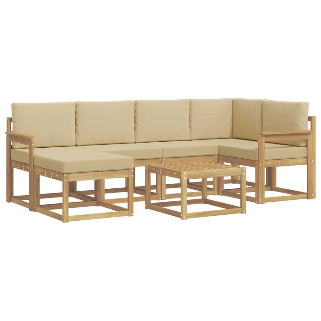 Set di divani da esterno 7 pz Bianco e Beige 3387902