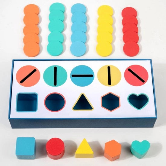 Giocattoli per bambini, riconoscimento delle forme, classificazione dei colori, allenamento, scatola corrispondente, giocattoli educativi in legno per l'asilo nido (10 fori)