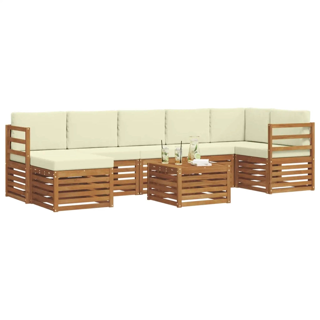 Set divano sezionale con cuscino 8 pcs Naturale e Crema 3375190