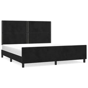 Letto matrimoniale | Letto per adulti | Giroletto con Testiera Nero 180x200 cm in Velluto