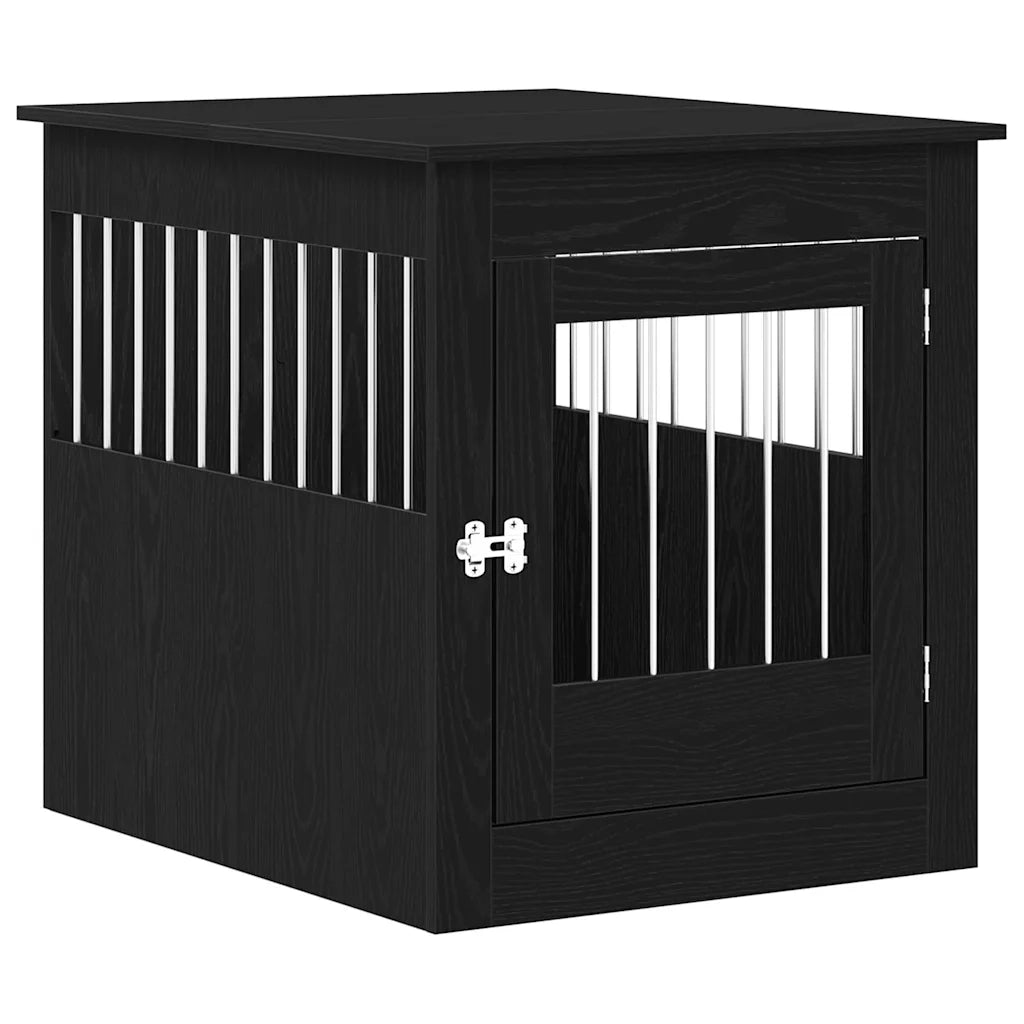 Mobile per cuccia per cani Rovere Nero 64,5x80x71 cm in legno ingegnerizzato 862177