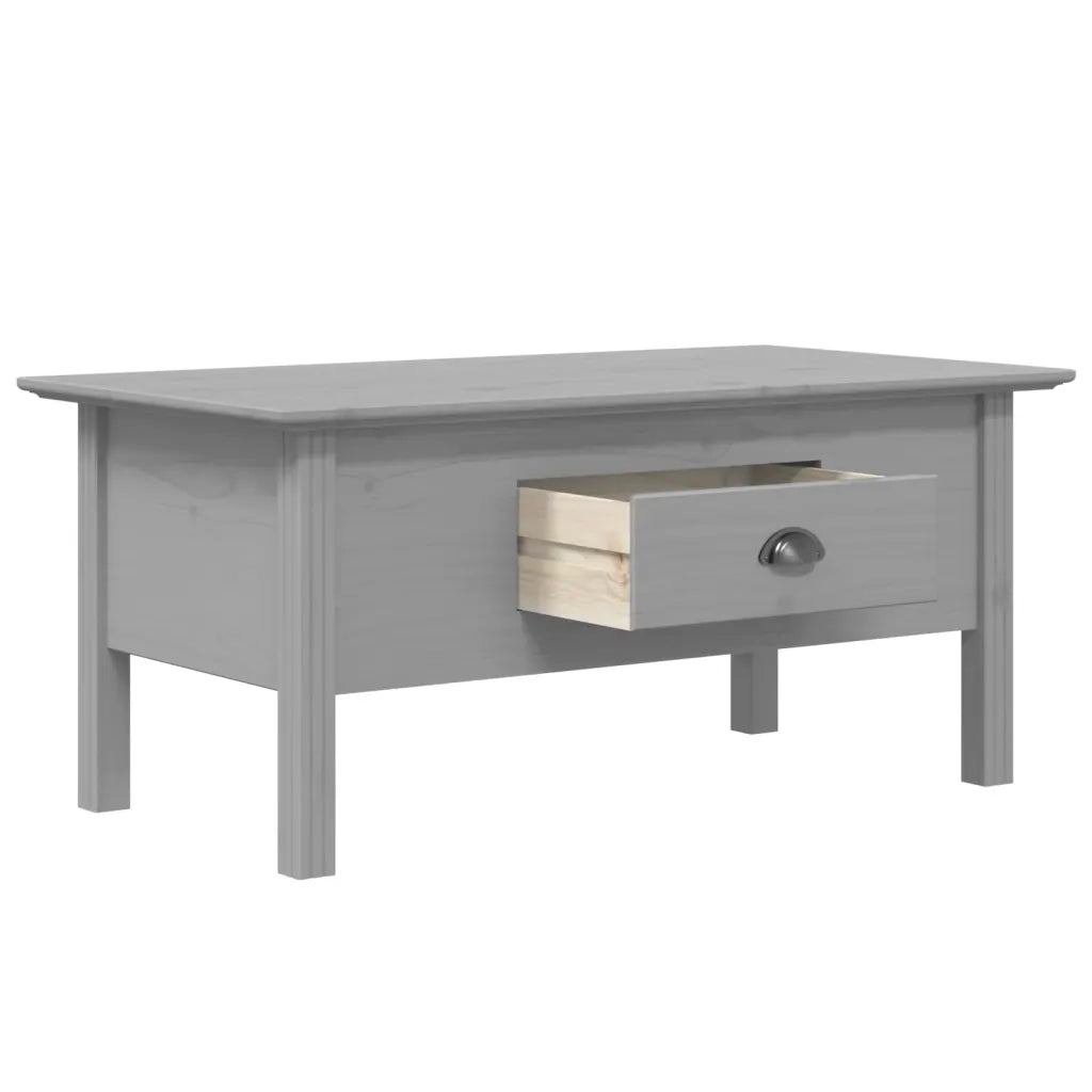 Tavolino da Salotto BODO 100x55x46cm Legno Massello Pino Grigio 355070