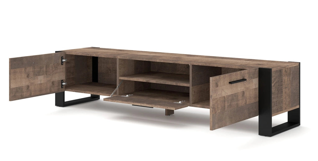 Mobile porta TV soggiorno cm 200x43x48h NUKA Grange Rovere scuro