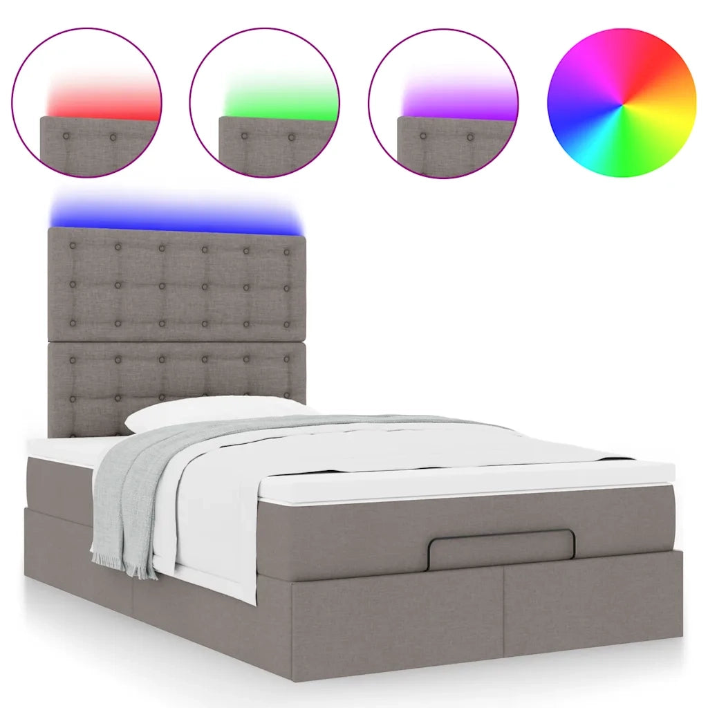 Struttura Letto Pouf con Materasso Tortora 120x190 cm Tessuto 3314159