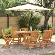 Set da Pranzo da Giardino 7 Pezzi in Legno Massello di Teak