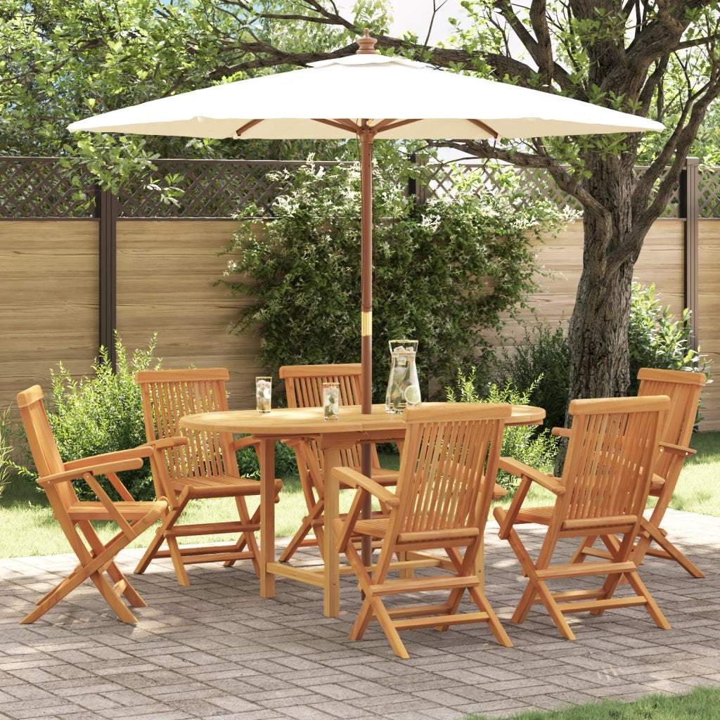 Set da Pranzo da Giardino 7 Pezzi in Legno Massello di Teak