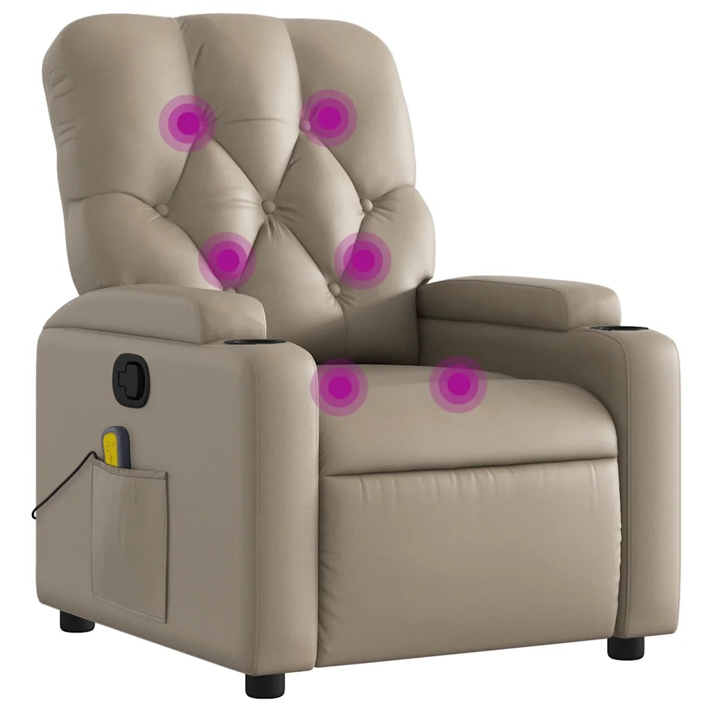 Poltrona Massaggiante | Sedia Relax Reclinabile cappuccino in Similpelle