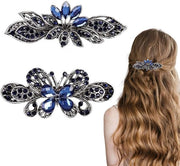 Spilla per capelli Premium con 2 motivi cristalli farfalla - Strass spilla per capelli vintage - Regalo per donna o amica