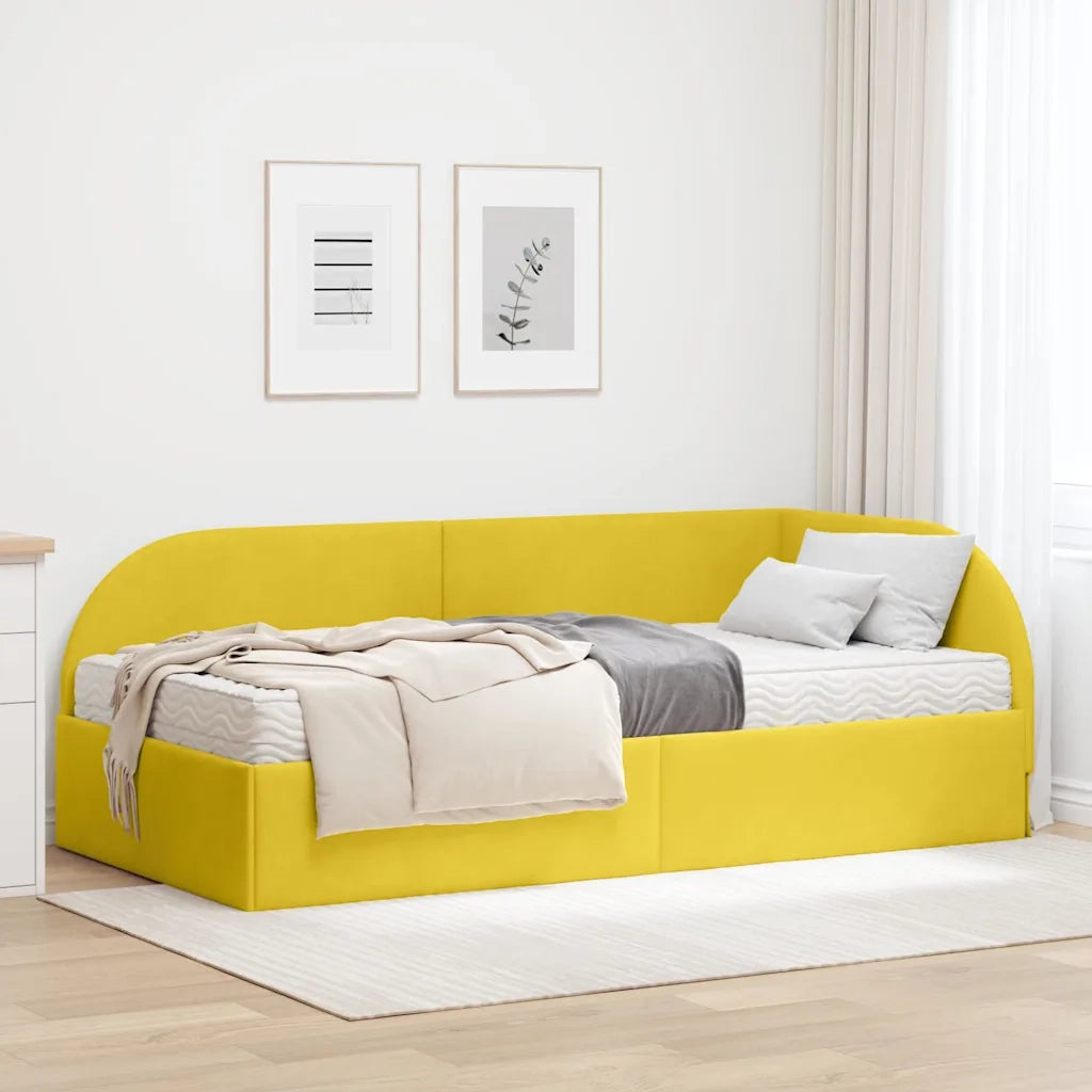 Struttura Letto Angolare con Materasso 2 pz-Giroletto con materasso Giallo Velluto 916791