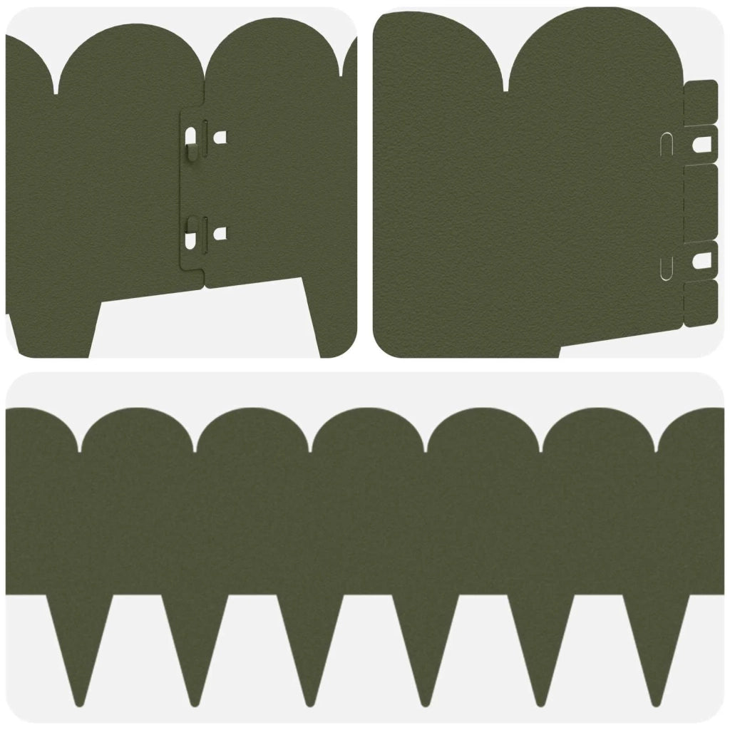 Bordura per Prato 20 pcs 103 x 20 cm Acciaio Verde Oliva 8008682
