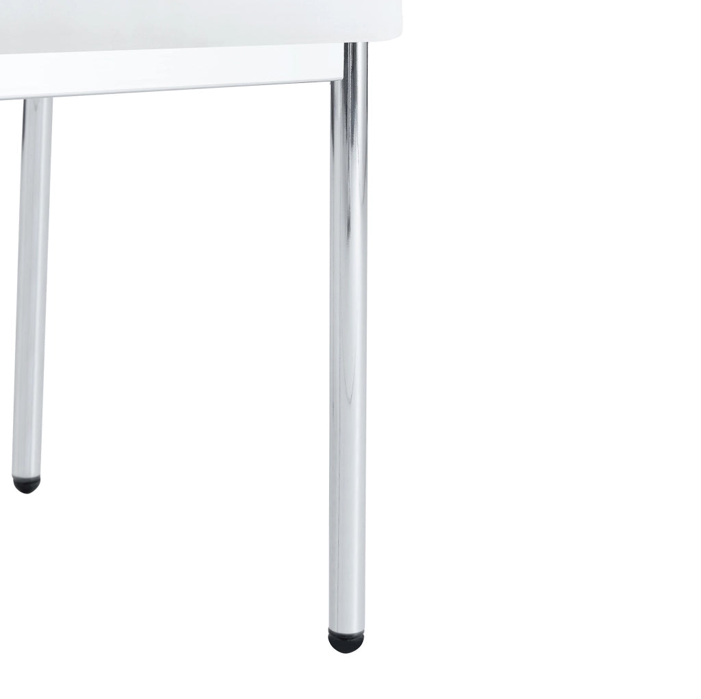 Set di 4 sedie da pranzo in PU bianco e metallo argento