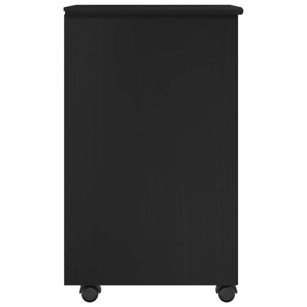 Mobile con Ruote Nero 34 x 39 x 65,5 cm Legno di Pino Massello 42028347