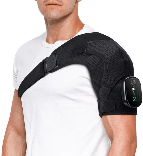 Cuscino termico per spalle, massagio per spalle, copertura per spalle riscaldata con massaggio per uomini e donne, sostegno per spalle rotativo, schienale per spalle elettrico riscaldato con massaggio, nero