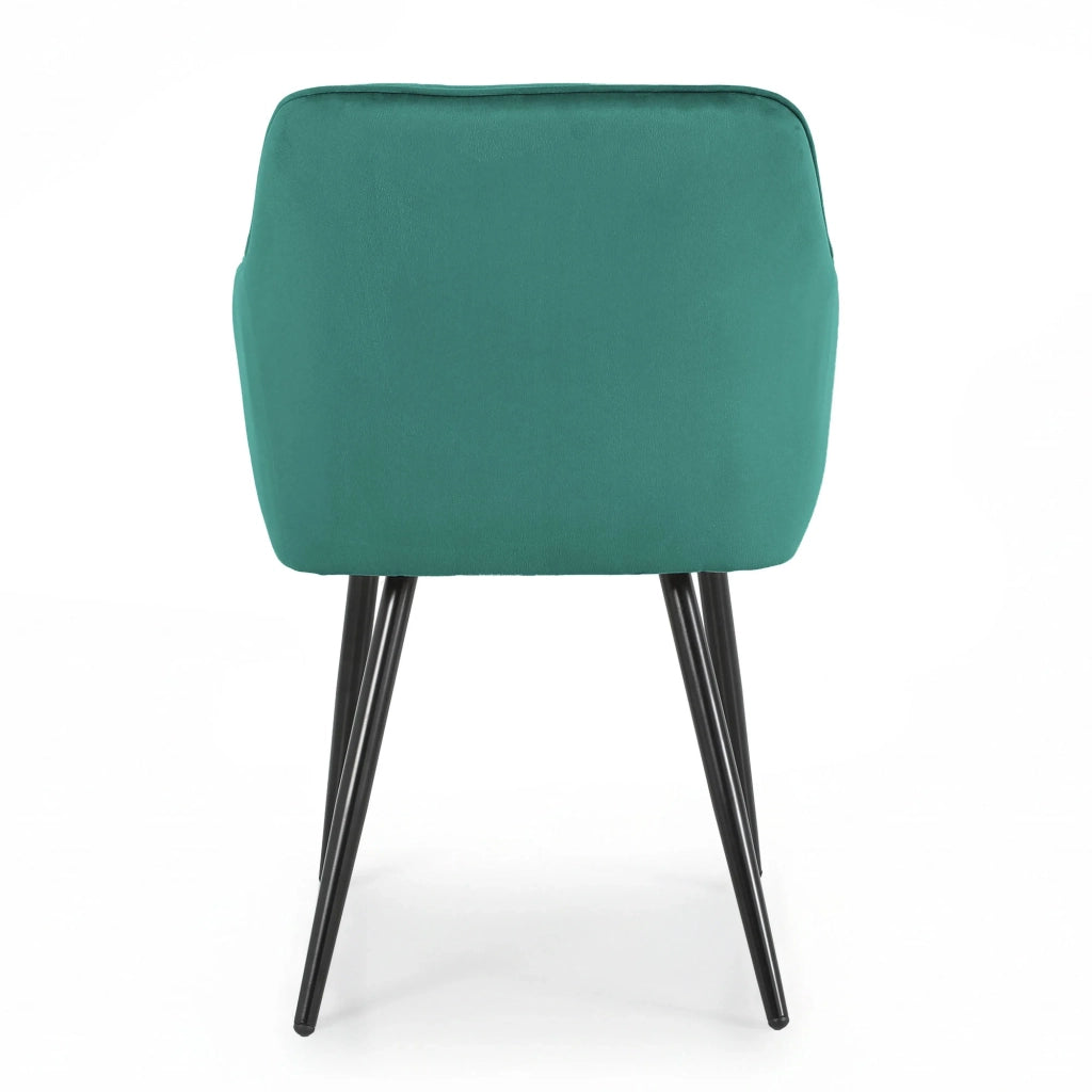 Set di 6 Sedie in velluto trapuntato DIAMANTE Verde Bottiglia gambe nere