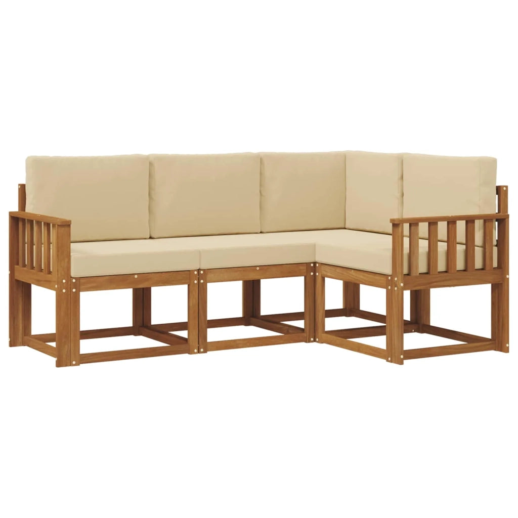Set di divani da esterno con cuscino 4 pcs Naturale e Beige 3366321