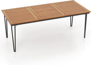 Tavolo da Giardino in Legno di Acacia, Tavolo da Esterno per 8 Persone, Tavolo Rettangolare da Birra con Foro per Ombrellone, 200x90x75 cm