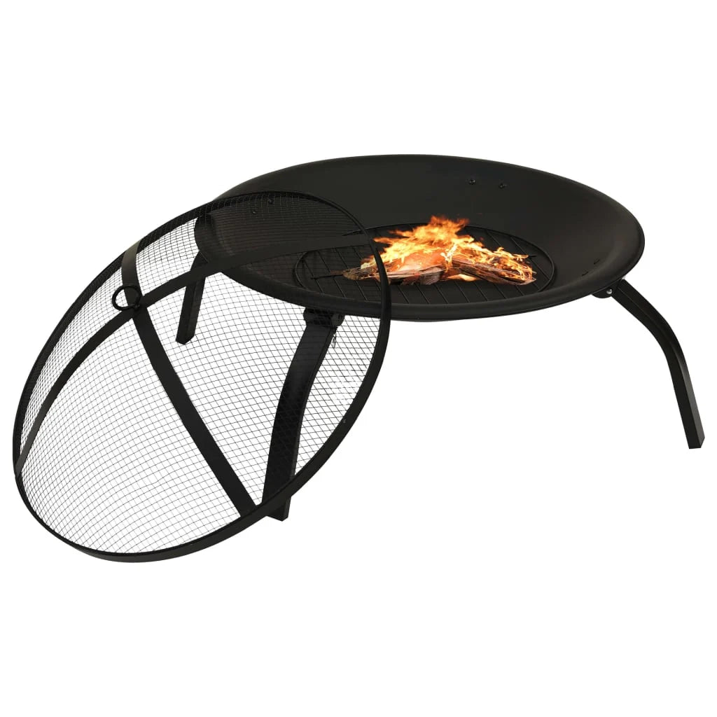 Braciere e barbecue con attizzatoio 2 in 1 in acciaio nero 02_0005987