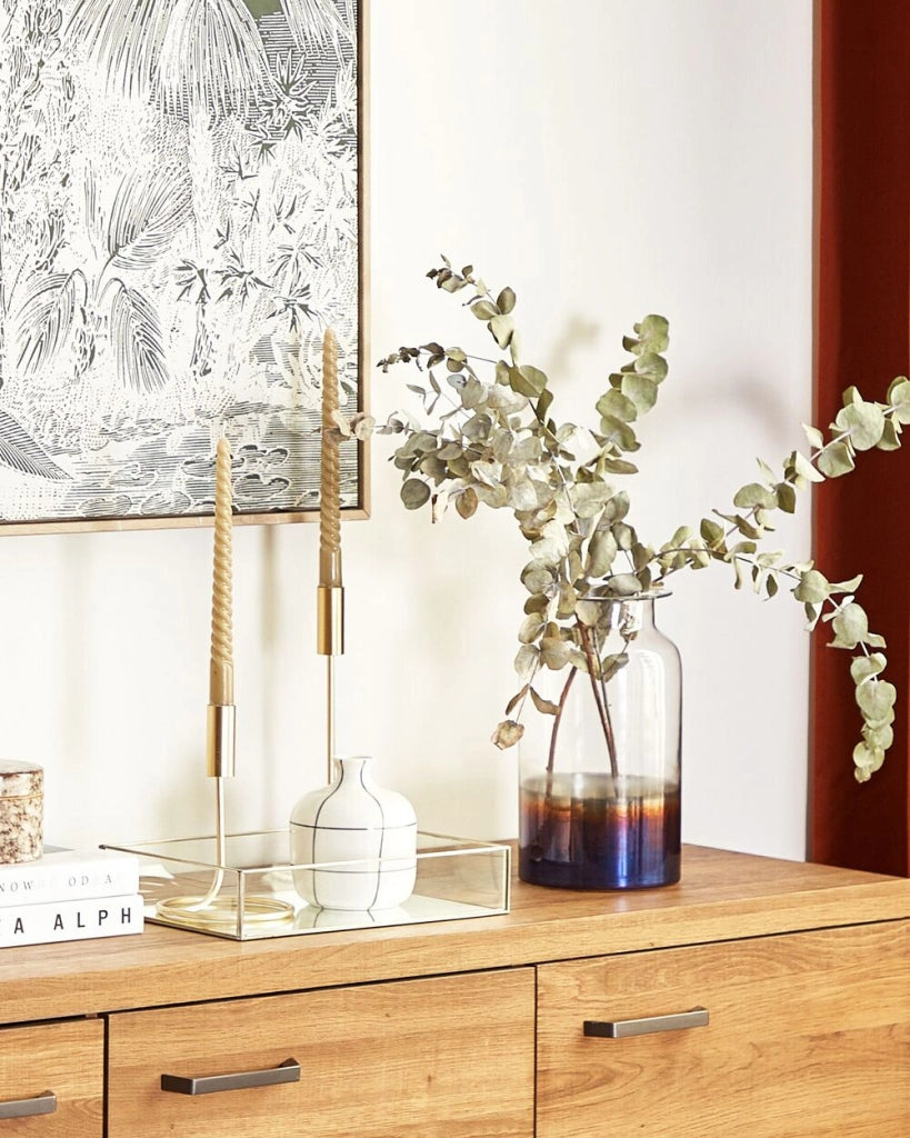 Vaso per fiori in vetro iridescente 27 cm Decorazione per la casa fatta a mano dal design moderno