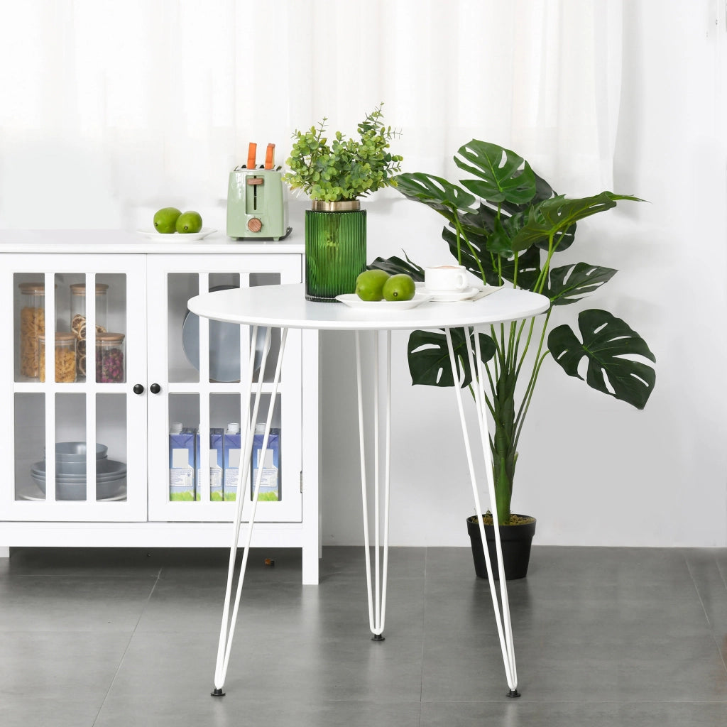 Tavolo da pranzo rotondo moderno ¨C zephmum ¨C bianco, metallo, ?70x75 cm